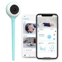 Bluegreen Lollipop Baby Monitor с полной функциональной интеллектуальной камерой Wi-Fi, обнаружением криков в реальном времени, дополнительным дыхательным мониторингом, планом отслеживания сна.