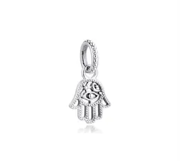 2020 Winter Fits Bracelets Real 925 Sterling Silver Protective Hamsa Hand Dangle Charm Beads for Women Jewelry DIY Making whole27039529625