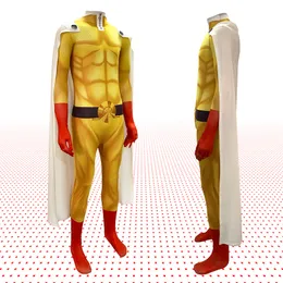 Jesais Saitama Salthot Superhero Bodysuit Muscles Outfit Halloween One in un pezzo in un pezzo con Cape Cosplay