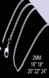 2mm 925 Sterling Silver Curb Chain Collace Fashion Women Lobster Claspes Chains Jewelry 16 18 20 22 24 26 polegadas GA2624515856