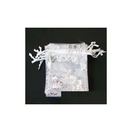 Torebki biżuterii torby biżuterii torby 20x30 cm 100 szt. Biały motyl organza Wedding Jewellery Bag prezentowy 70x90 mm impreza upuszcza Deli DHG7V