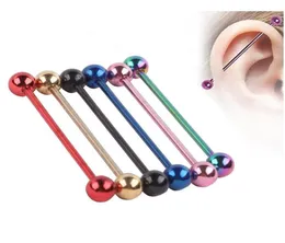 316L Body Piecing Jewelry Mix Color Titanum Anodised 14G 38 mm Industrial Barbell Ear Cluc Tunnel Body Biżuter Tragus Pie6929568