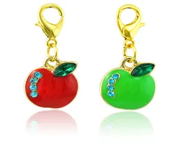 Modefärgpläterad hummerlås charms dinglar rhinestone emalj äpple diy charm för smycken tillverkning accessoarer8214101