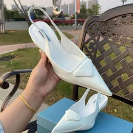 Luxury baotou sandals womens slingbacks fairy fenghou empty single shoes cat heels pointed high heels
