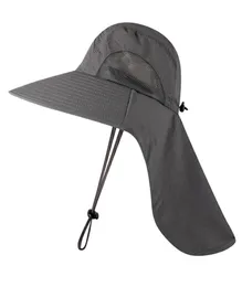 Caminhada Mesh Fisherman Chapéu com aba de pescoço largo safari chapéu de safári ao ar livre Uvprotecção escalada Caps de balde rápido e rápida