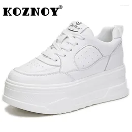 Casual skor fujin 6cm kvinnor chunky sneakers ut äkta läder vit kilplattform häl pumpar mujer bombas andas andas