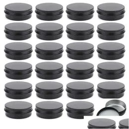 Packing Bottles Wholesale Empty Black Aluminum Tin Cans Refillable Bottle Jar Cosmetic Lip Balm Containers With Screw Lid Drop Deliver Dhttc