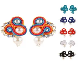 Dangle Earrings Fashion Soutache for Women Pearl Carring Jewelry Colorful Boho Crystal Accessories Trendy Fine Gift3664125