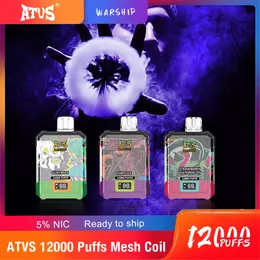 Orijinal Resmi ATVS 12000PUFFS Tek Kullanımlık Vape Akıllı Ekran Ekran Pil Stick King Karbüratör 16 Tatlar