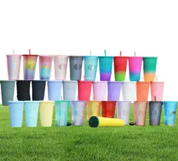 24 أوقية مخصصة Tumblers القدح قزح قوس قزح قوس قزح Unicorn أكواب القهوة البهلوان الباردة مع القش و LID2239453