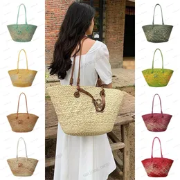 Stroh gewebter Einkaufstasche Männer Sommer Strandtasche Top -Qualität Anagram Basketbeutel Bunte Einkaufstasche Frauen große Kapazität Handtasche Luxusdesigner Duffle Totes