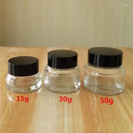 Bottiglie di stoccaggio 20pcs 15g/30g/50 g Vero in vetro trasparente Verve Riemibile Vale da viaggio Vials Viale Contenite Cosmetiche Amber
