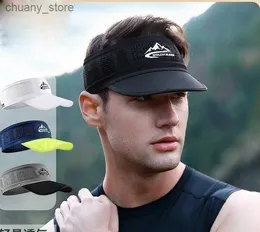 Visors Summer Hat New Cap Men Outdoor Running Mountaineering Absorbent Breathable Sports Headband Empty Top Sun Protection Y240417