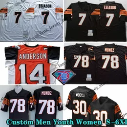 カスタム75thヴィンテージ78 Anthony Munoz 1981 Football Jerseys 14 Ken Anderson 13 Ken Riley 7 Boomer Esiason 85 Chad Johnson 9 Carson Palmer 30 Ickey Woods A.J.グリーンカーティス