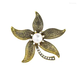 Brooches WEIMANJINGDIAN Brand Arrival Five Petals Flower Antique Gold Plated Brooch Pins