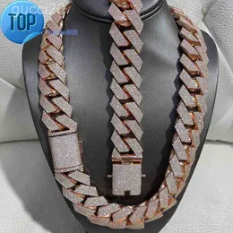 Hip -Hop -Rapper Cuban Chain 925 Silber 25 mm breit 4 Zeilen VVS Moissanite Vollfahrt Out Link Halskette HRU9 DHEZ BGH6