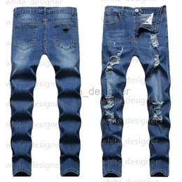 Designerjeans -Jeans Jeans reguläre Passform Stapel Patch Delessed zerstört gerade Jeanshose Streetwear Kleidung Stretch Patch Denim Denim gerade Beinjeans