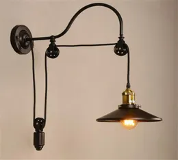 Loft Vintage Wall Lamp Fashion Antique Lighting American Style Lift Retractable Pulley wall sconce Lighting for Aisle Stairs Bedro3253827