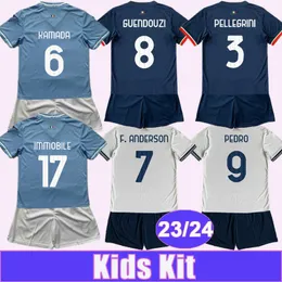 23 24 24 KIT KIT KIT SOCCER Jerseys Pedro Immobile Pellegrini Guendouzi Luis Alberto Kamada F. Anderson Vecino dom na wyjazdowe koszule piłkarskie