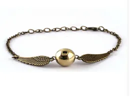 Quidditch Golden Snitch Pocket 팔찌 팔찌 매력 팔찌 날개 남성과 여성을위한 빈티지 복고풍 톤 7397621