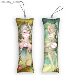 Chaços de teclados 4x12cmgenshin Impact Tema personagem Cosplay Cosplay Dakimakura Mini Keychain Anime Nahida 2 Pingente impressa lateral Pingente Chave Chave Y240417