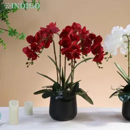 707890cm Phalaenopsis 말린 나방 꽃 빨간 난초 3d Real Touch Petals 장식 장식 나비 꽃 꽃 홈 파티 인디고 230613