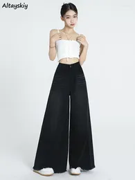 Jeans feminino flare mulheres soltas moda coreana vintage angustiada elegante streetwear ulzzang high walt diariamente calças jeans chiques rasgadas