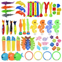 Kid Summer Swimming Diving Toys Set Pool Game Tang Diving Stick Shark Rocket Throwing Underwater Water Games Pool Tillbehör 240408