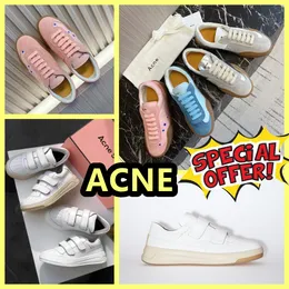 Vendita calda Acne Face sorridente Volina in pelle genuina Velcro Bianco Blue Blue Scarpe Blue Blue Celebrity Same Flat Bottom Studios Sports Casual Shoes Gai Gai