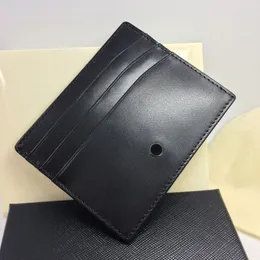 Titular do cartão de crédito Original Men's Wallet Designer de moda de 6 cartões feminino novo e fino Burse Original Gift Box Day Day Presente Genuíno Portfólio de Couro