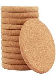 100pcs Cork Coasters Okrągły krawędź 1001005 mm Maty drewniane Corkcoaster 101005 cm Plant drewniany Coasterabsorbent Corked Mata BAR5949663