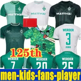 125 Yıllık Yıldönümü 2023 2024 Werder Bremen Özel Futbol Forması Marvin Ducksch Leonardo Bittencourt Black Keita 23 24 Friedl Pieper Futbol Gömlekleri Yeşil Çocuklar