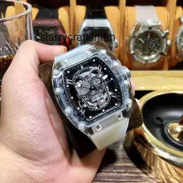 Mężczyźni Watch Superclone Cool RM052-01 Man Transpite Active Tourbillon Watch RM52 Skull Sports Waterproof Hollow