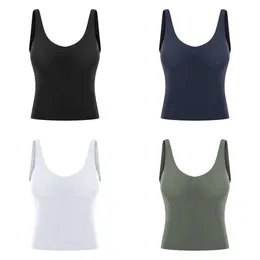 V L_039 Neck Tank Top Slim Fit Yoga Topps Sexig väst med avtagbara koppar Sports BRA S EST S EST ET ET ET ET ET