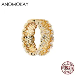 Pierścienie Pierścienie Pierścienie Anomokay 925 Srebrna pszczoła gniazdo learne pierścienie palcowe dla kobiet dziewczyna drobnoziarnista pierścień różowy złoto biżuteria