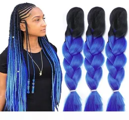 Ombre xpression flätande hår Två ton Jumbo -virkningsflätor Syntetiska hårförlängningar 24 tum Box Braid 100 Expression Braiding8278030