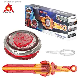 Beyblades Metal Fusion Infinity Nado 6 Standard Pack - Belzing War Bear Bear Spinning Top Flowing Gyro مع Monster Icon Sword Launcher Anime Kid Toy L416
