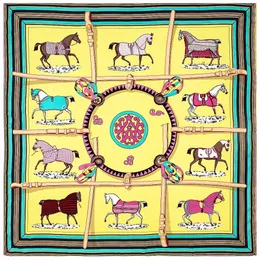 130cm Horse Drape Shawl Brand Scarf 100% Silk Square Scarf Fashion Bandana Design Pashmina Women Kerchief Scarves For Ladies 240402