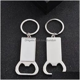 Openers Heat Transfer Beer Bottle Opener Keychain Pendant Metal Sublimation Blank Corkscrew Diy Portable Kitchen Tool Drop Delivery Ho Dh0V2