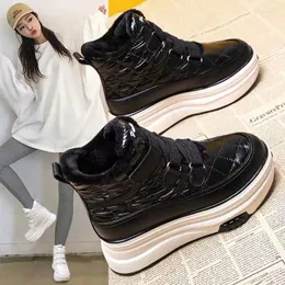 Scarpe casual Fujin 7 cm Sneakers a cuneo ad alta piattaforma fottuto per le donne in vera pelle inverno pelliccia di pelliccia