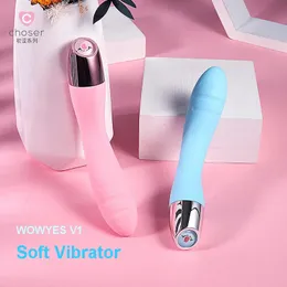 WOWYES V1 Powerful G Spot Vibrator Clitoris Nipple Stimulator Soft Silicone Dildo Sex Toys for Women 240403