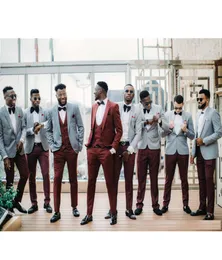 African Gray Groom Tuxedos Groomsmen Man Suit Wedding Men039s Blazer Suits Formal For Business Prom JacketPantsVest5263393