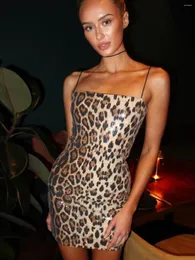 Casual Dresses Fashion Style Ins Export Nightclub Sexig Super Spicy Pure Desire Wild Leopard Print Skinny Mante Suspender Dress