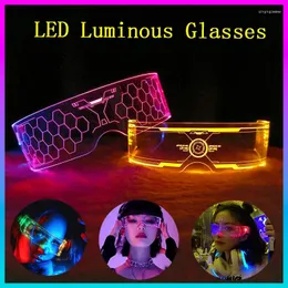 Sunglasses 7 Mode Adjustable Colorful Luminous Glasses LED Light Up Goggles For Bar KTV Christmas Halloween Cyberpunk Party Prop Decoration