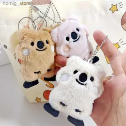 Plush Keychains Cute Fluffy Plush Koala Keychain Toy Stuffed Animal Koala Doll Keyring Backpack Bag Pendant Girl Gifts Y240415