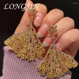 Dangle Earrings High Quality Luxury Green Sector Small Skirt Temperament Retro Trendy Wedding Accessories Peacock Women Fairycore Gift
