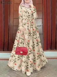 ザンゼアイスラム教徒ヒジャーブロングドレスフルスリーブ女性のためのプリントドレス