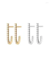 Studörhängen slyely mode real 925 Sterling Silver Gold Color Hook J Shaped Micro Zircon Women Fine Party Brand Jewelry Gift6369712