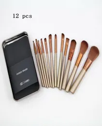 Дизайнерские кисти для макияжа 12 шт. Порошковая щетка Gold Metal Box Professional Make Up Tools6139811