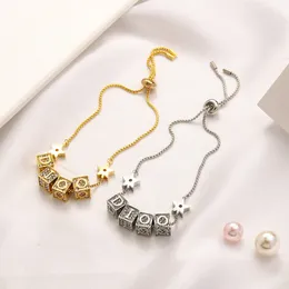 Fashion Designer Gold Square letter diamond drawstring bracelet fashion accessory bracelet necklace set Chain Bracelet Bangle Wristband Mens Womens